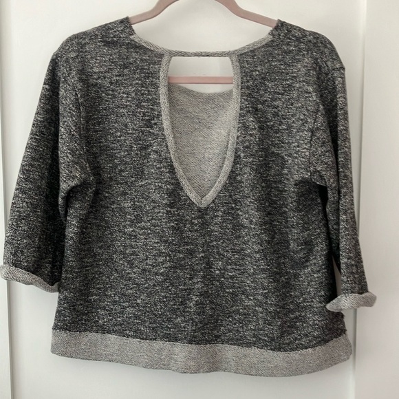 Bobi women’s medium size heather/ charcoal Gray sweatshirt 3/4 sleeve  Sweater - Picture 4 of 16